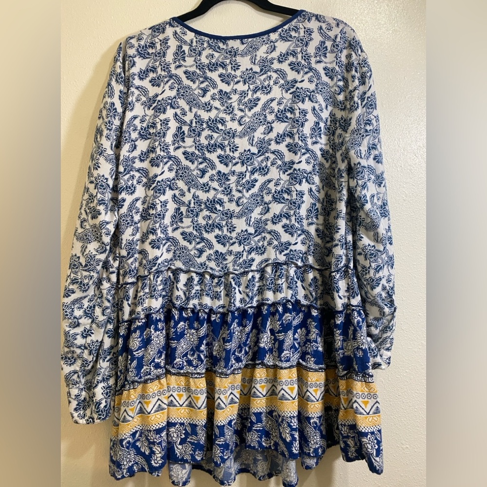 Style & Co. Blue and Yellow Floral Blouse - Picture 4 of 5